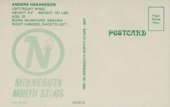1981-82 Minnesota North Stars Postcards #10 Anders Hakansson Back