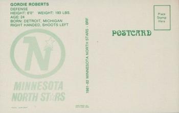 1981-82 Minnesota North Stars Postcards #20 Gordie Roberts Back