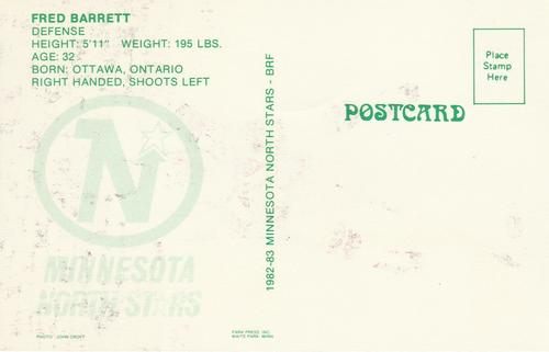 1982-83 Minnesota North Stars Postcards #NNO Fred Barrett Back