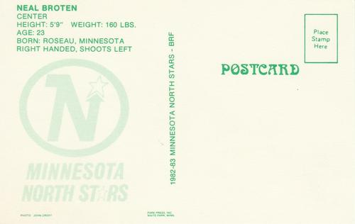 1982-83 Minnesota North Stars Postcards #NNO Neal Broten Back