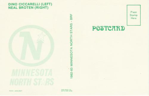 1982-83 Minnesota North Stars Postcards #NNO Dino Ciccarelli / Neal Broten Back