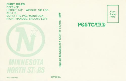 1982-83 Minnesota North Stars Postcards #NNO Curt Giles Back