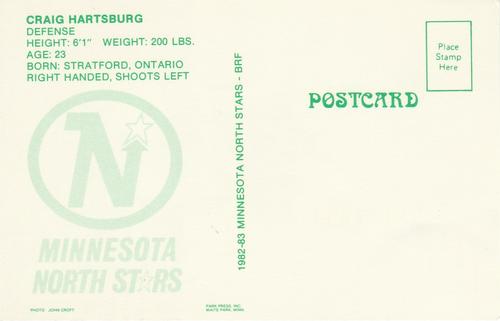 1982-83 Minnesota North Stars Postcards #NNO Craig Hartsburg Back