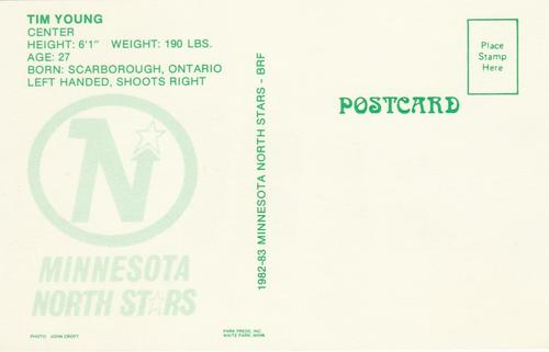 1982-83 Minnesota North Stars Postcards #NNO Tim Young Back