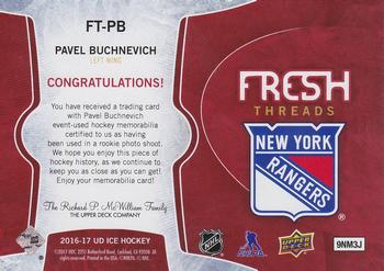 2016-17 Upper Deck Ice - Fresh Threads Red Patch #FT-PB Pavel Buchnevich Back