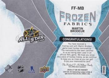 2016-17 Upper Deck Ice - Frozen Fabrics #FF-MB Martin Brodeur Back