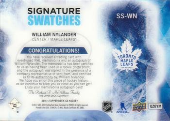 2016-17 Upper Deck Ice - Signature Swatches #SS-WN William Nylander Back