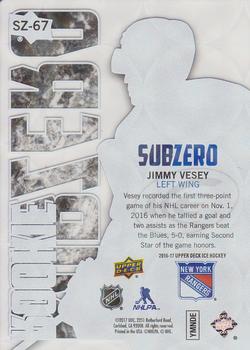 2016-17 Upper Deck Ice - SubZero #SZ-67 Jimmy Vesey Back