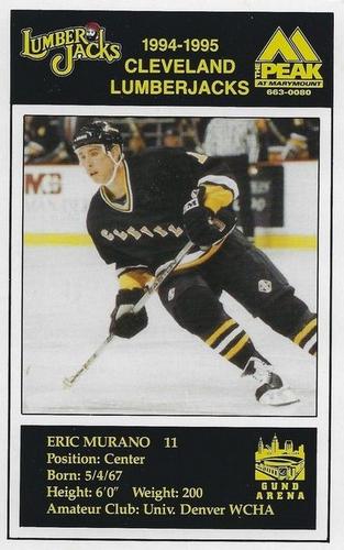1994-95 Cleveland Lumberjacks (IHL) Postcards #8 Eric Murano Front