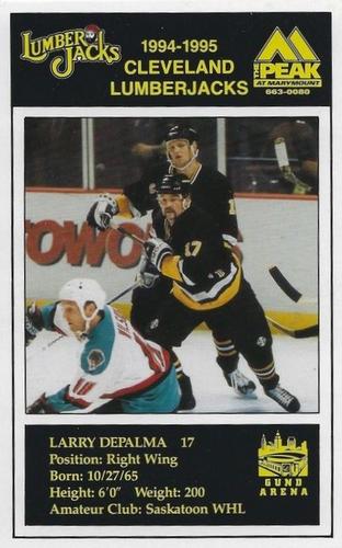 1994-95 Cleveland Lumberjacks (IHL) Postcards #14 Larry DePalma Front