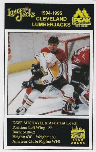 1994-95 Cleveland Lumberjacks (IHL) Postcards #21 Dave Michayluk Front