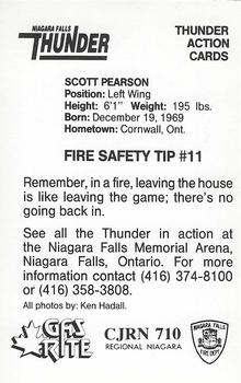 1988-89 Niagara Falls Thunder (OHL) Fire Safety #11 Scott Pearson Back
