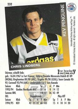 1995-96 IHA DEL (German) #232 Chris Lindberg Back