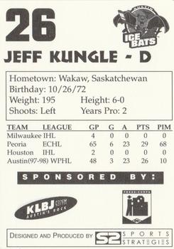 1997-98 Papa John's Austin Ice Bats (WPHL) #NNO Jeff Kungle Back