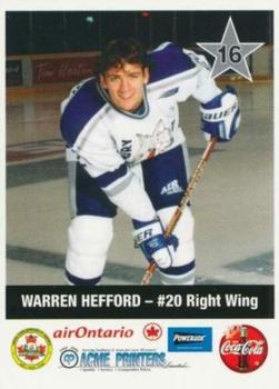 1999-00 Sudbury Wolves (OHL) Police #16 Warren Hefford Front