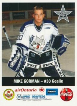 1999-00 Sudbury Wolves (OHL) Police #25 Mike Gorman Front