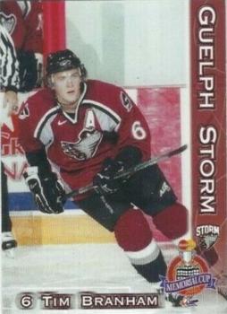 2001-02 M&T Printing Guelph Storm (OHL) Memorial Cup #4 Tim Branham Front