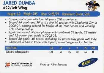 2004-05 Austin Ice Bats (CHL) #NNO Jared Dumba Back
