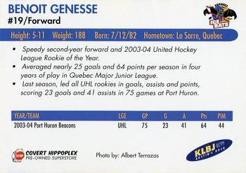 2004-05 Austin Ice Bats (CHL) #NNO Benoit Genesse Back