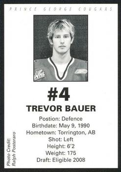 2007-08 Prince George Cougars (WHL) #NNO Trevor Bauer Back