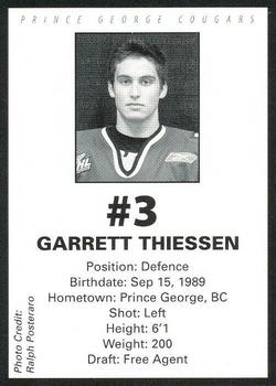 2007-08 Prince George Cougars (WHL) #NNO Garrett Thiessen Back