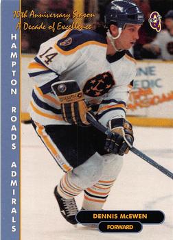 1998-99 Q-Cards Hampton Roads Admirals (ECHL) 10th Anniversary #5 Dennis McEwen Front