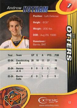 2004-05 Extreme Erie Otters (OHL) #12 Andrew Hotham Back