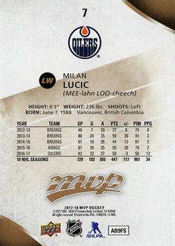2017-18 Upper Deck MVP #7 Milan Lucic Back