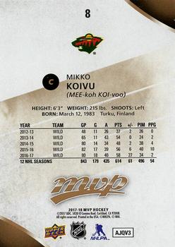 2017-18 Upper Deck MVP #8 Mikko Koivu Back