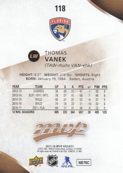 2017-18 Upper Deck MVP #118 Thomas Vanek Back
