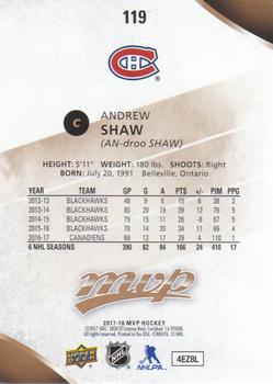 2017-18 Upper Deck MVP #119 Andrew Shaw Back