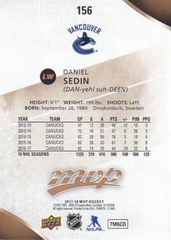 2017-18 Upper Deck MVP #156 Daniel Sedin Back