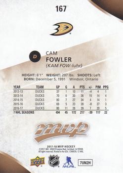 2017-18 Upper Deck MVP #167 Cam Fowler Back