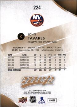 2017-18 Upper Deck MVP #224 John Tavares Back
