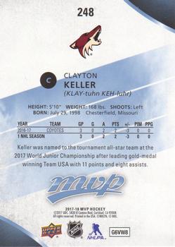 2017-18 Upper Deck MVP #248 Clayton Keller Back