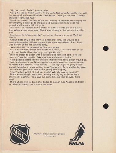 1971-72 Toronto Sun NHL Action Players #NNO Introduction by Scott Young Back