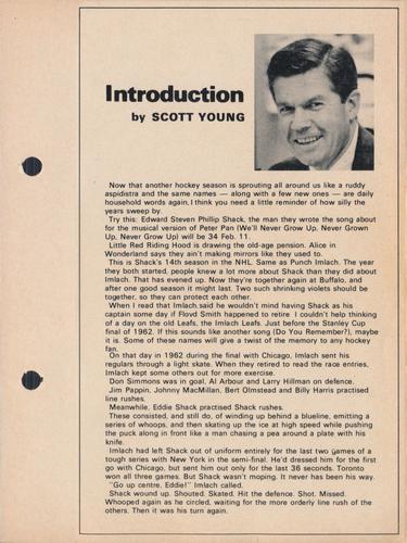 1971-72 Toronto Sun NHL Action Players #NNO Introduction by Scott Young Front