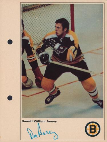1971-72 Boston Bruins Don Awrey hockey card (pinholes and wear
