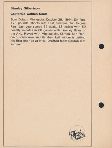 1971-72 Toronto Sun NHL Action Players #NNO Stanley Gilbertson Back