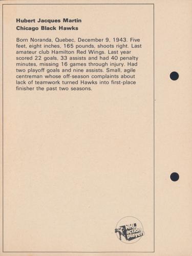 1971-72 Toronto Sun NHL Action Players #NNO Hubert Jacques Martin Back