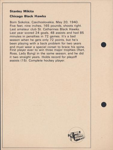 1971-72 Toronto Sun NHL Action Players #NNO Stanley Mikita Back