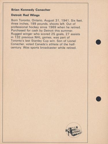 1971-72 Toronto Sun NHL Action Players #NNO Brian Kennedy Conacher Back
