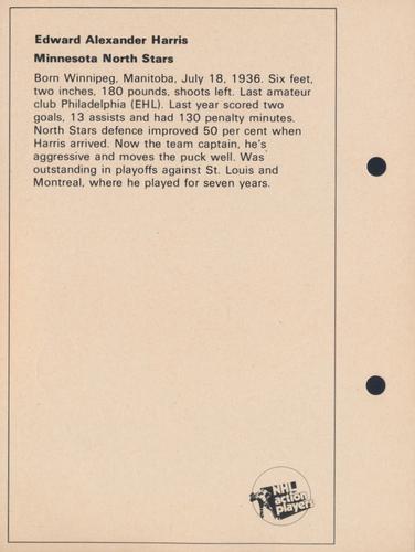 1971-72 Toronto Sun NHL Action Players #NNO Edward Alexander Harris Back