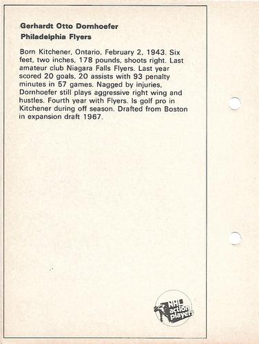 1971-72 Toronto Sun NHL Action Players #NNO Gerhardt Otto Dornhoefer Back