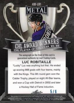 2016-17 Leaf Metal - CHL Award Winners - Blue #AW-LR1 Luc Robitaille Back