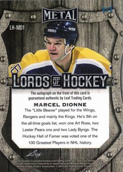 2016-17 Leaf Metal - Lords of Hockey - Blue #LH-MD1 Marcel Dionne Back
