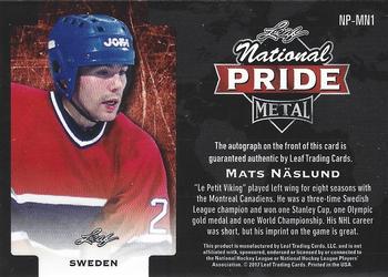 2016-17 Leaf Metal - National Pride #NP-MN1 Mats Näslund Back