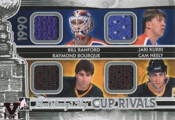 2015-16 In The Game Final Vault - 2013-14 In The Game Lord Stanley's Mug Cup Rivals (Red Vault Stamp) #CRI-31 Bill Ranford / Jari Kurri / Raymond Bourque / Cam Neely Front