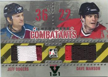 2015-16 In The Game Final Vault - 2011-12 In The Game Enforcers - Combatants Red (Green Vault Stamp) #C03 Jeff Odgers/ Dave Manson Front