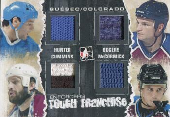 2015-16 In The Game Final Vault - 2011-12 In The Game Enforcers - Tough Franchise Quad Game-Used Jerseys Black (Silver Vault Stamp) #TF-12 Dale Hunter / Jeff Odgers / Jim Cummins / Cody McCormick Front
